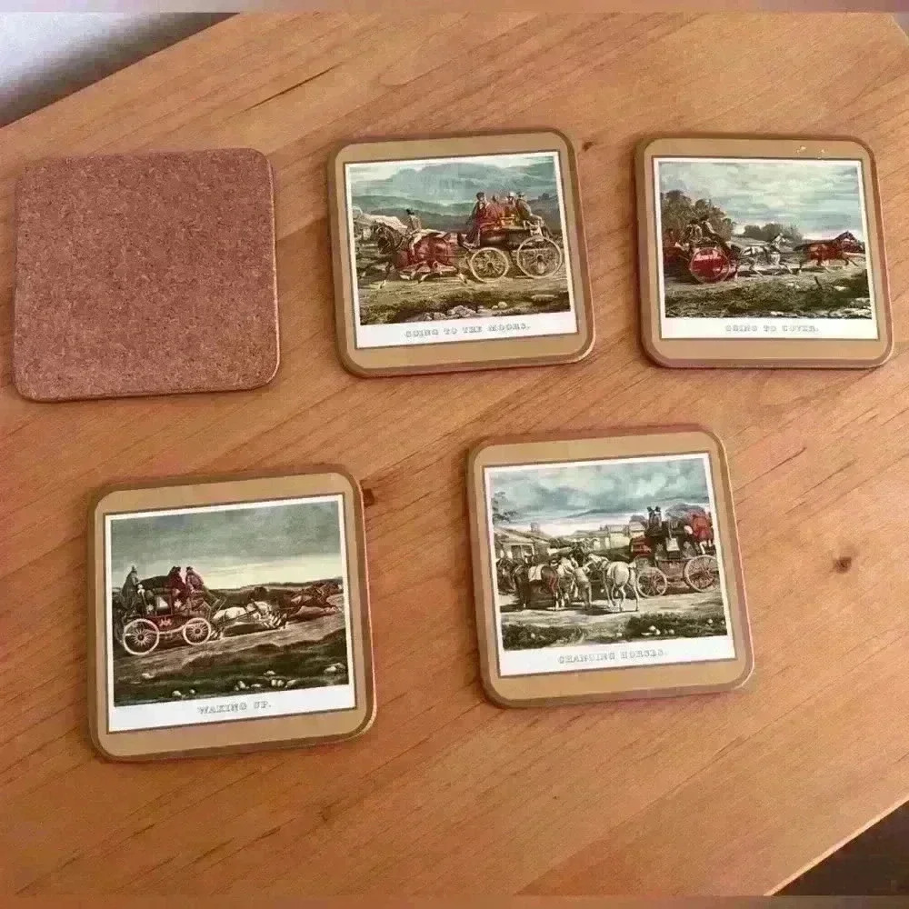 Vintage Coasters- Stagecoach & Horses theme- set of 5 - Picture 3 of 10